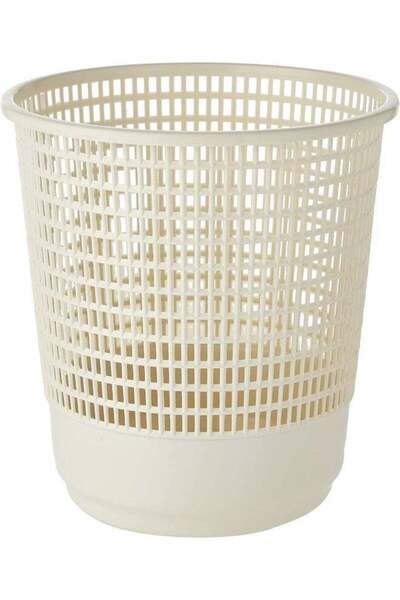 Cosmoplast Plastic Round Trash Waste Bin - 15 L, Off White