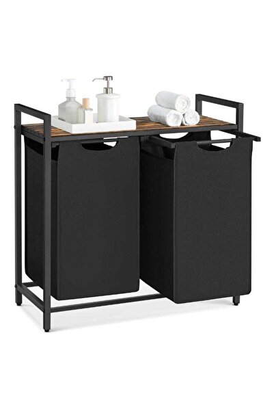 VASAGLE Dirty Laundry Basket, 2 Compartments, 2 Removable Oxford Bags, Metal ...