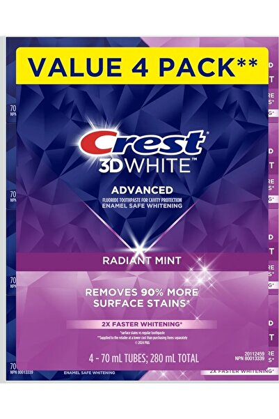 CREST Diş Macunu 3D white radiant mint 4'lü