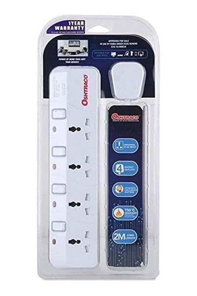 Oshtraco سلك تمديد بمفتاح ثنائي الاتجاه بطول مترين