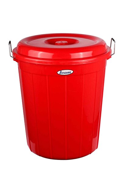 Esqube دلو برميل بغطاء 50 لتر أحمر