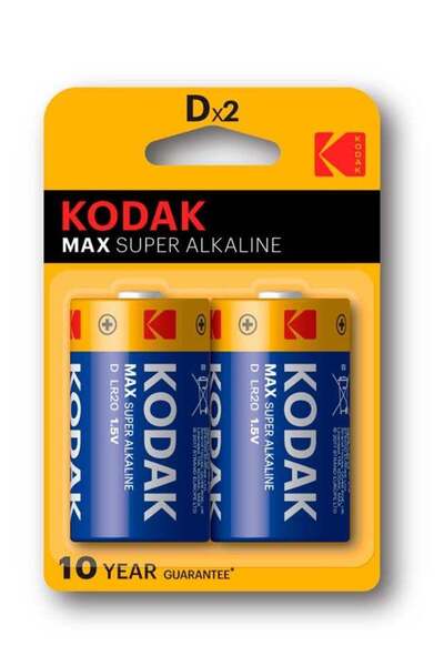 Kodak Max Super D Cell Batteries LR20 1.5V - 2 Pack