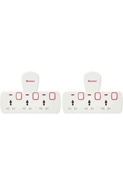 Oshtraco 3-Way Universal Plug Input Multi Extension Socket 2-Pack, Multicolor