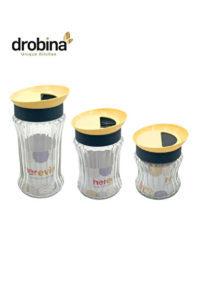 drobina Dropina Yellow Glass Jar Set (1 - 1.5 - 2 Liter)