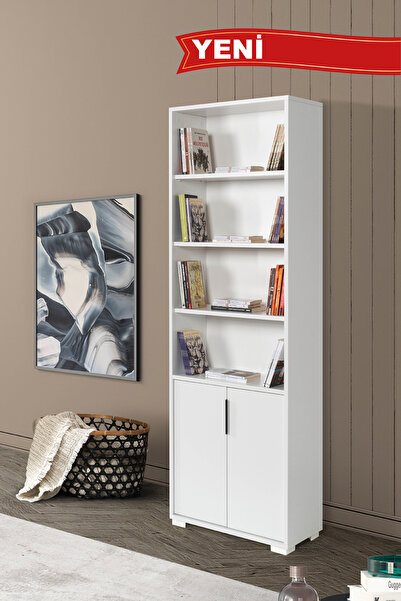 Evmo Home 8104 EVM Kitaplık , 2 Kapaklı , 6 Bölmeli , 5 Raflı , Beyaz , Ofis ...