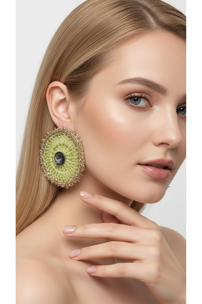 drt tasarım أقراط زخرفية فضية اللون