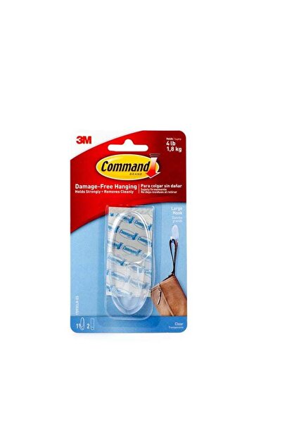 Generic Command 17093 Hook with Strips, Large, Clear, Holds 1.8 Kg (1 hook + 2 strips)
