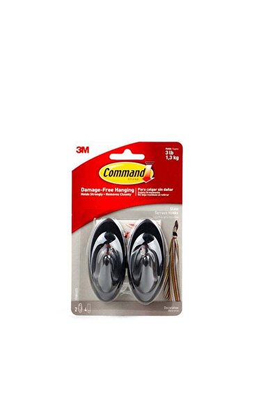 Generic Command 17086 Slate terrace Hooks, Medium, Holds 1.3 Kg. each hook, black color. 2 hooks and 4 strip