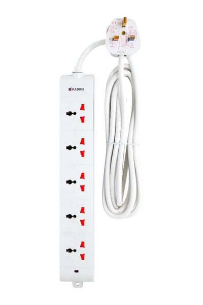 Kadris NK-500 5-Way Power Strip with 4m Heat-Resistant Extension Cord (White)