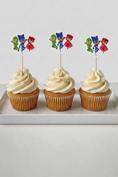 LASAGNA STORE Pijamaskeliler Baskılı Kürdan 16 Adet Pasta Kürdanı Cupcake