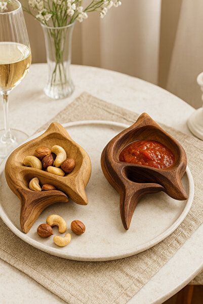 Home Ahşap El Yapımı Yunus Figürlü Mini Sunumluk 2 li , Ahşap Yunus Balığı So...