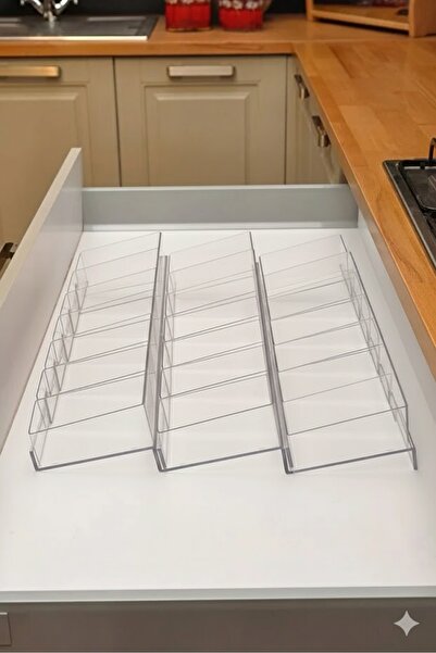 kesita TASARIM(4 Adet 30,5x13cm) Çekmece Içi Baharatlık Düzenleyici BOŞ Stant (KAVANOZLARI HARİÇTİR)