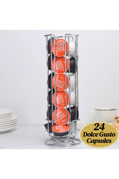 Callena Suport pentru capsule Dolce Gusto, oțel, vertical, argintiu, 32x11cm