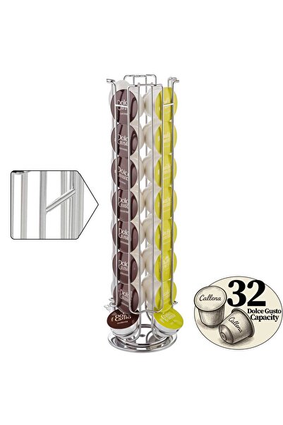 Callena Suport pentru capsule Dolce Gusto, oțel, vertical, argintiu, 42x11cm,