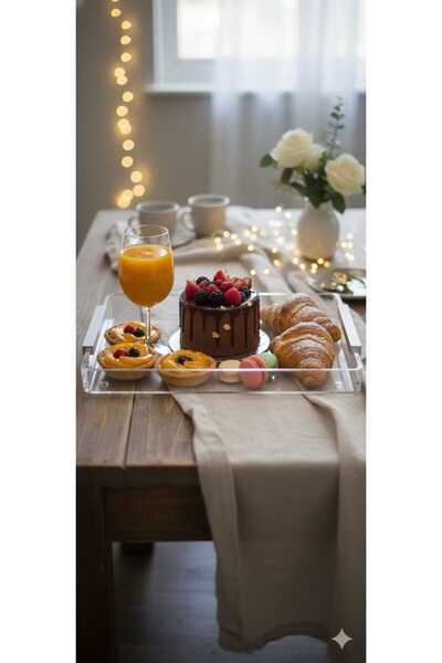 innossa pleksi dekorasyon Gri düz kulp tek kişilik sunum tepsi