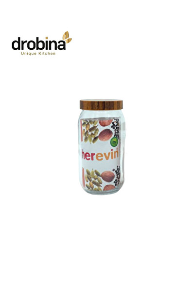 drobina 1 liter plain wooden glass jar by Droubina