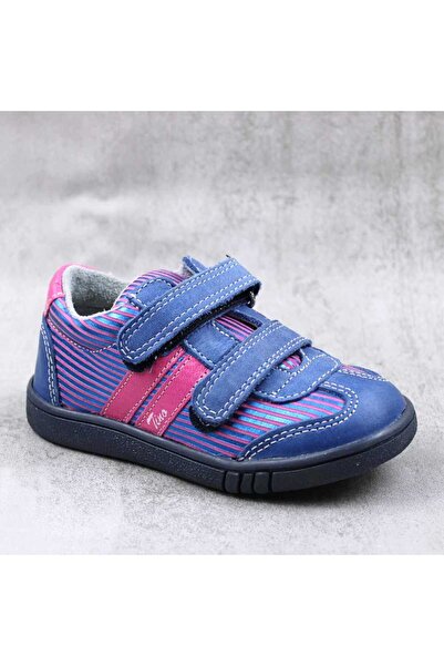 tino Children's sports shoes made of natural leather 3229-BLUE/FUCHSIA