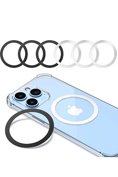 Generic 6 قطع من ملصقات حلقات MagSafe المعدنية فائقة الرقة - محول شحن لاسلكي مغناطيسي 0.4 مم لأجهزة iPhone