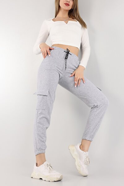 GOLSREY Unisex Gray Compact Fabric Cargo Pocket Pack Sweatpants