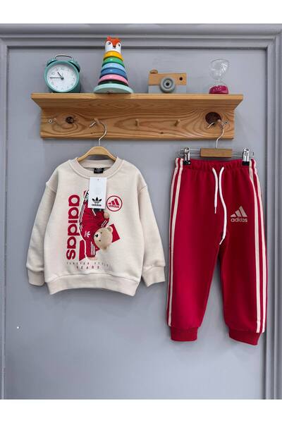 Karan Kids طقم رياضي للأولاد باللون الأحمر مطبوع