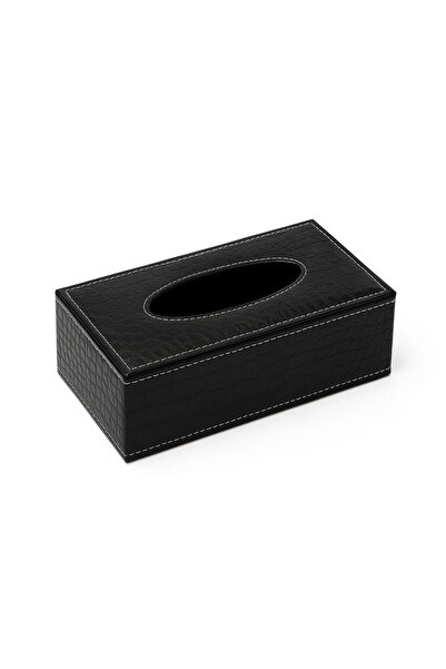 ABYZ Cutie pentru șervețele, piele, dimensiuni 24x12x8.5cm, culoare negru lucios