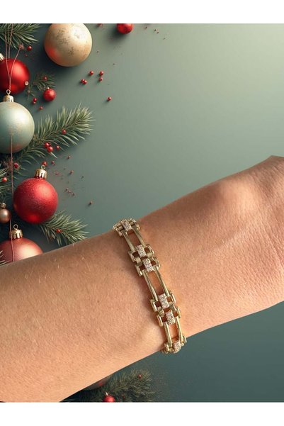xUPING 14K Renginde Uzun Şeritli Taşlı Kordon Model Bileklik