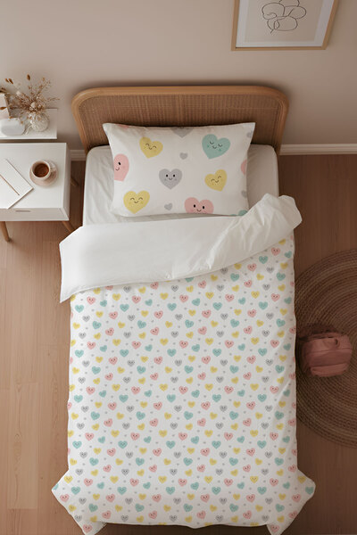 Homamia طقم غطاء لحاف فردي على شكل قلوب صغيرة