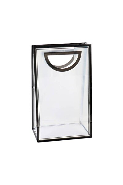 Meven Set Beauty حقيبة هدايا بلاستيكية شفافة بيضاء وسوداء - قطعة واحدة، 25 سم...