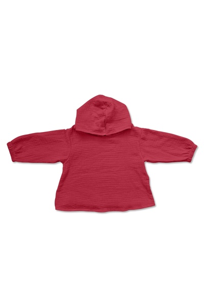 Kidizi Children's muslin blouse with long sleeves and hood Amos chilli 1-2 years