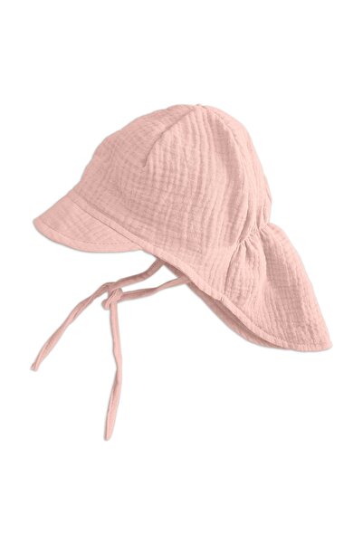 Kidizi Baby muslin cap with visor and neck protection Maitre Ash Pink 3-18 mo...