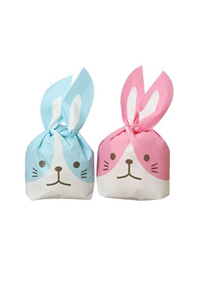 Meven Set Beauty أكياس هدايا بلاستيكية بنقشة أرنب (أزرق ووردي) - 3 قطع، 15.5 ...