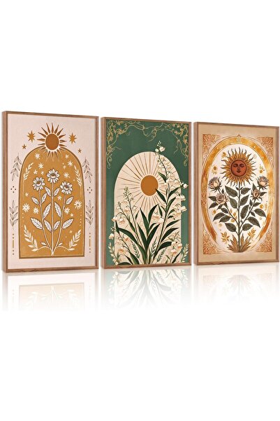 ALAYRA International مجموعة من 3 لوحات فنية تجريدية بسيطة على قماش، مقاس 40 ×...