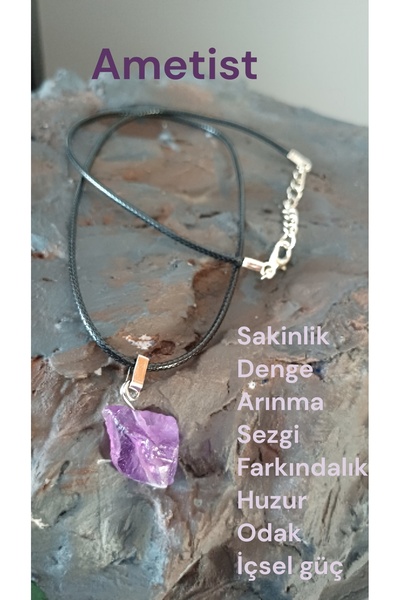 arzela Doğal Tas Kolye Celik Zincir Sitrin Ametist Akik Turmalin