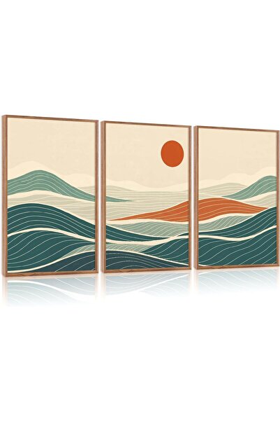 ALAYRA International مجموعة من 3 لوحات فنية تجريدية بسيطة على قماش، مقاس 30×4...