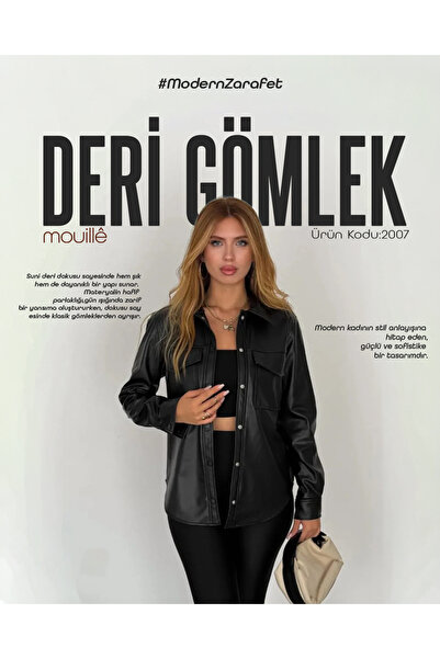 Mouillé Deri Gömlek Cep Detaylı Normal Kesim Günlük Gömlek