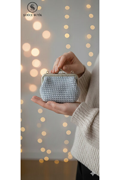 ŞERİCE Women's Hand-Knitted Glitter Scholarship Wallet (Product Dimensions Are Available in the Description)