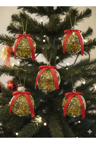 Bonicce Parti Süsleri, Ağaç Süsü 6 cm Şeffaf top 5 adet