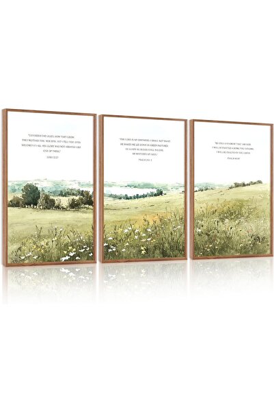 ALAYRA International مجموعة من 3 لوحات فنية تجريدية بسيطة على قماش، مقاس 30×4...