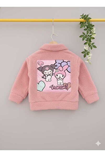 Pıtırkids Kız Çocuk Kuromi Baskılı Peluş Ceket Yumuşak Dokulu Kışlık Gülkurusu
