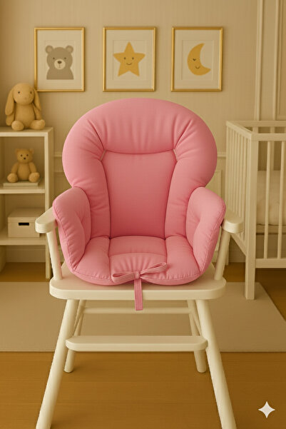 Wenaris Двустранна възглавница за висока столче (С КОЛИЧКИ ЗА ЗАКРЕПВАНЕ) розова