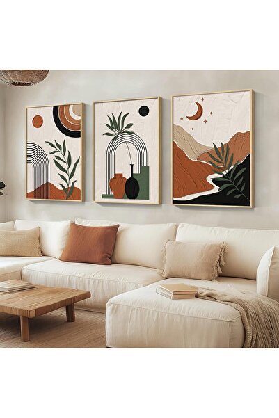 ALAYRA International مجموعة من 3 لوحات فنية تجريدية بسيطة على قماش، مقاس 30×4...