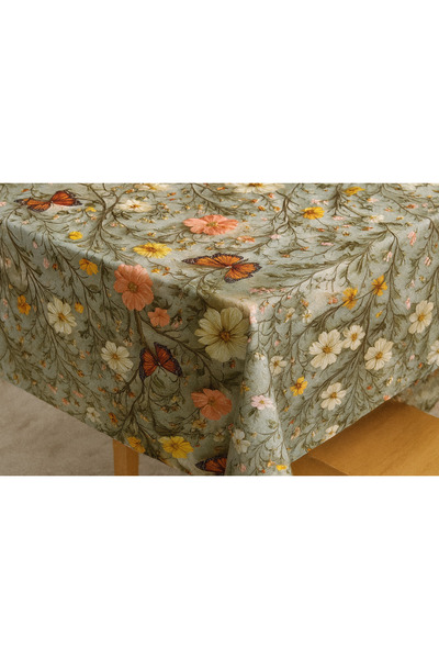 Home Flower, Butterfly Pattern Tablecloth, Multi-Purpose Tablecloth, Care-Free