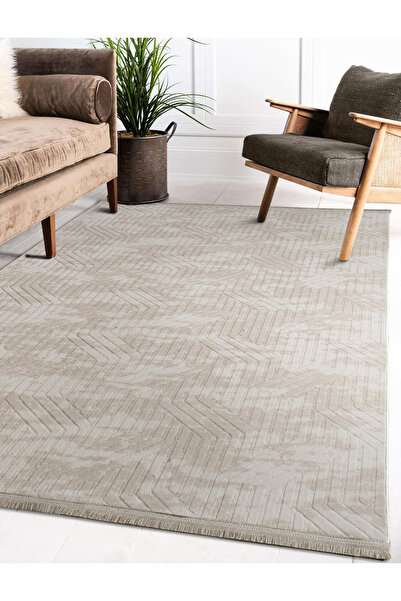 Musbak Halıdan Gri-Bej Ekustik Emboss Serisi Modern Kaymaz taban Makinede Yık...