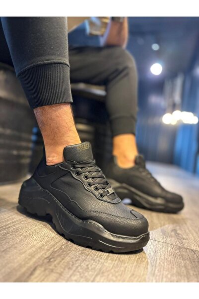 Zapatos KN-N75 Ανδρικά αθλητικά παπούτσια με κορδόνια με δέρμα CST - Μαύρο