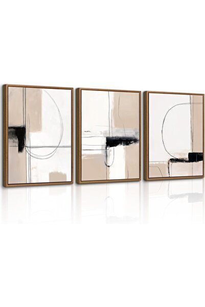 ALAYRA International مجموعة من 3 لوحات فنية تجريدية بسيطة على قماش، مقاس 40 ×...