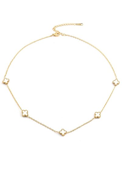 zelvona Çelik Yonca Kolye Gold