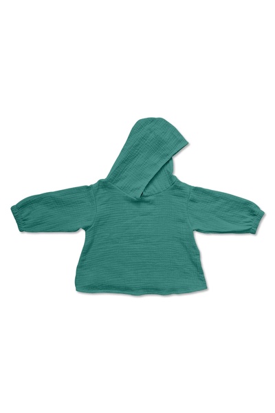 Kidizi Children's muslin long-sleeved blouse with hood Amos ocean 6-12 months