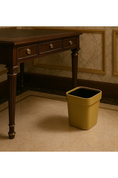 co arma Gold-plated, multi-purpose plastic wastebasket for bedroom, bathroom, office, and kitchen, 10-liter capacity