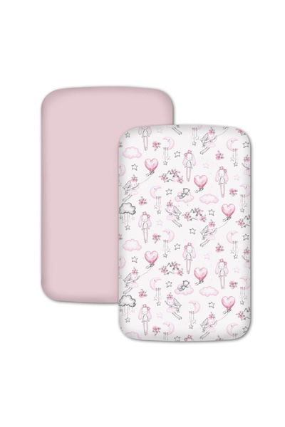 Kidizi Set 2 cearceafuri din bumbac cu elastic roata pentru patut cosleeper 90x50 cm Kidizi, Fairy Clouds
