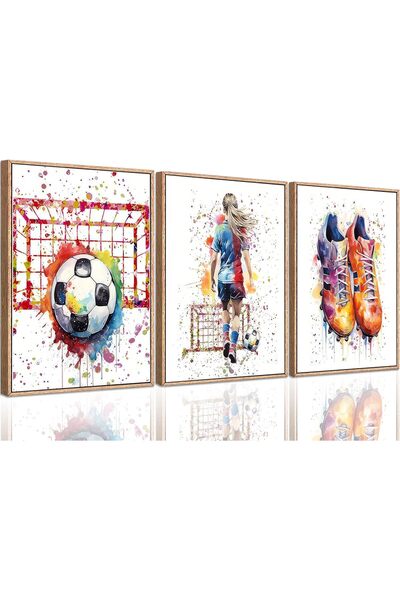 ALAYRA International مجموعة من 3 لوحات فنية تجريدية بسيطة على قماش، مقاس 30×4...